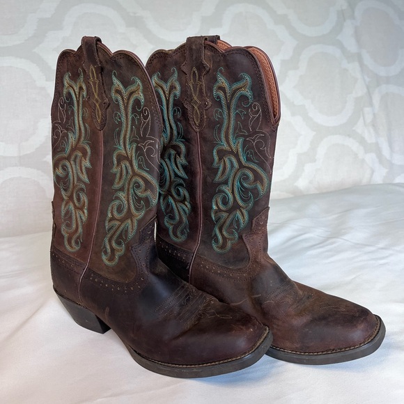 Justin Boots Shoes - Justin Boots Women’s “9B” Brown with Teal Accents